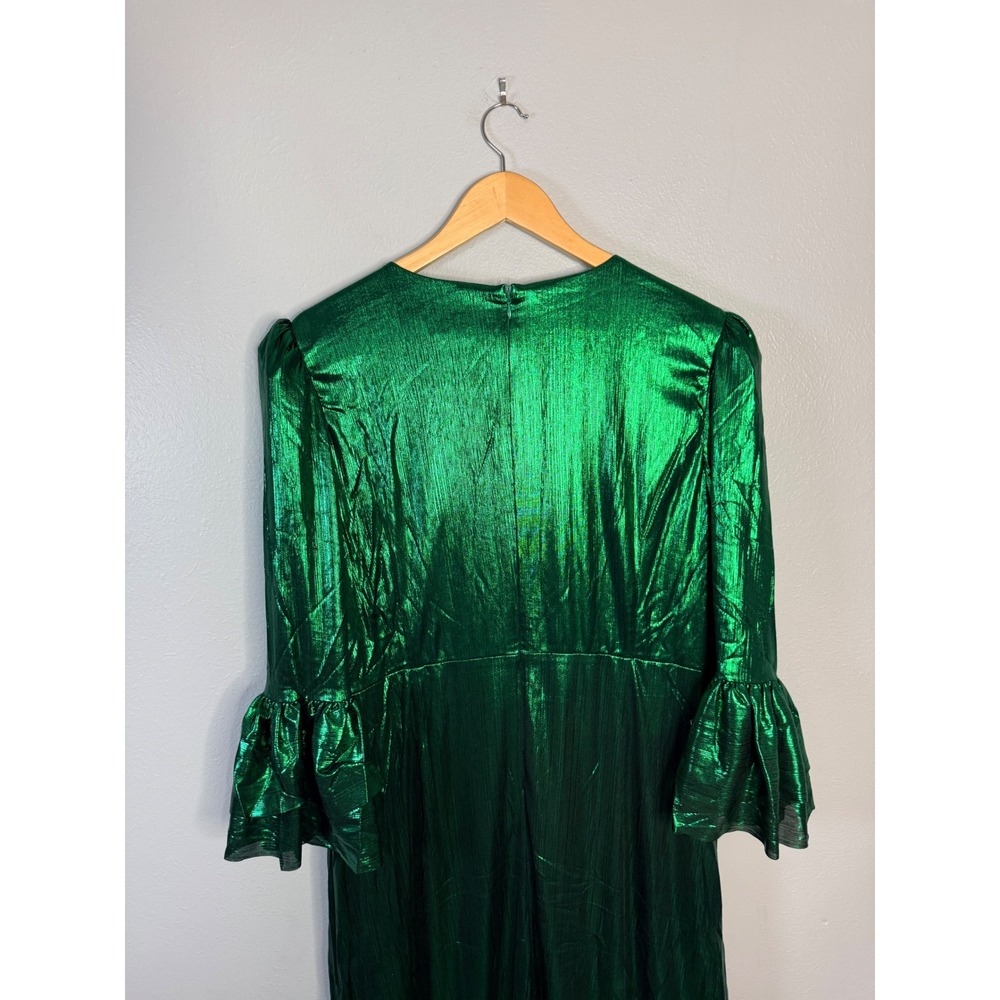 POMANDER PLACE Crinkle Lurex Lillith Maxi Dress Emerald Green XXL NWT - Picture 8 of 8